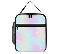 LawenpRainbow Stars Hearts Lunch Box Reusable Lunch Bag for Men Women Work Insulated Small Valentine's Day Lunchbox for Unisex Adult Work Picnic
