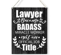 Lawer Quote Wood Sign Lawer Because Badass Miracle Worker Wooden Signs Rustic Hanging Plaque Home Wall Art Wall Decor for Home Office