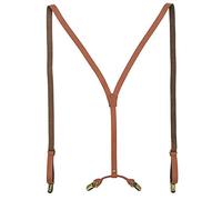 Lawevan® Men and Women Y Back Design Adjustable Metal Clip Cattlehide Leather Solid Stretch Supenders for Wedding,Formal Even