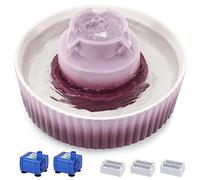 Lawfery Ceramic Cat Water Fountain, 2.1L/71oz Cat Fountain with 3 Carbon Filters and 2 Water Pumps, Cupcake Pet Water Fountain for Cats and Dogs (Purple)