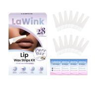LaWink 28PCS Upper Lip Wax Strips, Face Wax Strips, Facial Wax Strips for Upper Lip and Eyebrow Hair Removal With 4 Calming Oil Wipes eyebrow waxing wax Depilatory tape For Sensitive Skin Coconut