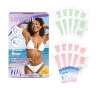 LaWink Eyebrow Facial Lips and Bikini Wax Strips, 40 Pieces Ready to Use Wax Strips for Sensitive Skin, Includes 4 Oil Wipes for Aftercare, Hair Removal Wax Strips for Women