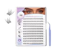 LaWink Natural Pre Glued Cluster Lashes 132Pcs 10-12mm C curl Self Adhesive Eyelashes Lash Clusters DIY Lash Extension Kit Press On Lash ReadyBond Lashes No Glue No Remover Needed Wispy Look