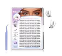 LaWink Natural Pre Glued Cluster Lashes 132Pcs 10-16mm C curl Self Adhesive Eyelashes Lash Clusters DIY Lash Extension Kit Press On Lash ReadyBond Lashes No Glue No Remover Needed Wispy Look