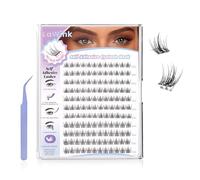 LaWink Self Adhesive Eyelashes Lash Clusters 132Pcs 10-12mm C curl Pre Glued Cluster Lashes with Tweezer, Natural DIY Lash Extension Kit Press On Lash ReadyBond Lashes No Glue No Remover Needed