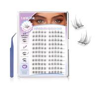 LaWink Self Adhesive Eyelashes Natural Look 110Pcs Lash Clusters C curl DIY Lash Extension Kit 10-14mm Mixed Press On Self Stick Lashes Ready Bond Lashes with tweezers Camellia Type