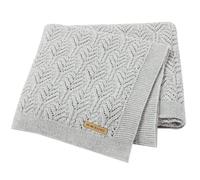 LAWKUL Baby Blanket Cellular Knitted 100% Cotton Soft Blankets for Newborn Boy Girls Toddler 100x80cm Mustard Grey