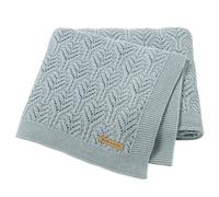 LAWKUL Baby Blanket Cellular Knitted 100% Cotton Soft Blankets for Newborn Boy Girls Toddler 100x80cm Mustard Cyan