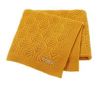 LAWKUL Baby Blanket Cellular Knitted 100% Cotton Soft Blankets for Newborn Boy Girls Toddler 100x80cm Mustard Yellow