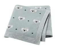 LAWKUL Baby Blanket for Newborn 100% Cotton Soft Knitted Blankets Boy Girls Comforter Koala 100x80cm Cyan