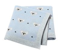 LAWKUL Baby Blanket for Newborn 100% Cotton Soft Knitted Blankets Boy Girls Comforter Koala 100x80cm Light Blue
