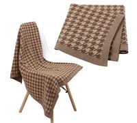 LAWKUL Baby Blanket Knitted 100% Cotton Soft Receiving Blankets for Newborn Boy Girls Unisex Houndstooth 100x80cm Brown