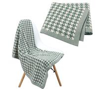 LAWKUL Baby Blanket Knitted 100% Cotton Soft Receiving Blankets for Newborn Boy Girls Unisex Houndstooth 100x80cm Green