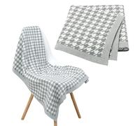 LAWKUL Baby Blanket Knitted 100% Cotton Soft Receiving Blankets for Newborn Boy Girls Unisex Houndstooth 100x80cm Grey