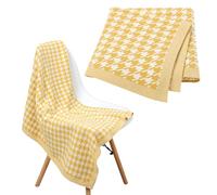 LAWKUL Baby Blanket Knitted 100% Cotton Soft Receiving Blankets for Newborn Boy Girls Unisex Houndstooth 100x80cm Yellow