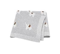 LAWKUL Baby Blankets for Newborn 100% Cotton Knitted Elephant Soft Blanket Airy for Boy Girl Grey, Pram/Mose Basket(90x70cm)