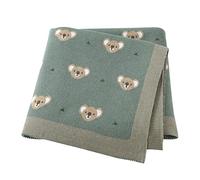 LAWKUL Baby Blankets for Newborn Soft Cotton Knitted Receiving Blanket Swaddle for Infants Boy Gril Koala 100x80cm Dark Green