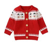 LAWKUL Baby Christmas Cardigan Sweater My First Santa Jumper Long Sleeve Newborn Outfit Knitwear for Toddler Boy Girl 12-18M