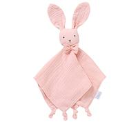 LAWKUL Baby Comforter Organic Cotton Security Blanket Muslin Soft Babe Lovey for Newborn Infant Boy Girls 40x40cm Bunny Pink