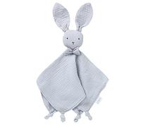 LAWKUL Baby Comforter Organic Cotton Security Blanket Muslin Soft Babe Lovey for Newborn Infant Boy Girls 40x40cm Bunny Grey