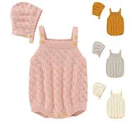 LAWKUL Baby Rompers Knitted Sleeveless Jumpsuits Cute One Piece Romper Summer Outfits Newborn Infant Bodysuit Toddler Clothes for Boys Girls Unisex, Pink 73(3-6 Monthes)