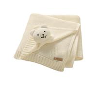 LAWKUL Baby Security Blanket Bear Lovey Snuggle Blanket Cozy Swaddle Soft Comforter for Newborn Boy Girl Pram & Cot White