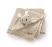 LAWKUL Baby Security Blanket Bunny Lovey Blanket Cozy Swaddle Soft Comforter for Newborn Boy Girl Pram & Cot Beige 100x80cm