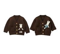 LAWKUL Baby Toddler Cardigan Warm Sweater Long Sleeve Knitted Jacket Bunny Rabbit Pockets Coats Boy Clothes Brown 6-9 Months