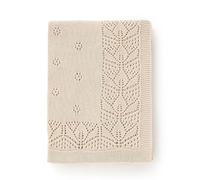 LAWKUL Cellular Blanket Baby 100% Cotton Knitted Soft Babe Crochet Blankets for Newborn Boy Girls Toddler 100x80cm Beige