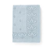 LAWKUL Cellular Blanket Baby 100% Cotton Knitted Soft Blankets Knit Crochet Newborn Swaddle Boy Girls Toddler 100x80cm Blue