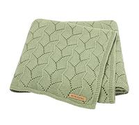 LAWKUL Cellular Blanket Baby 100% Cotton Knitted Soft Knit Crochet Blankets for Newborn Boy Girls Toddler 100x80cm Light Green