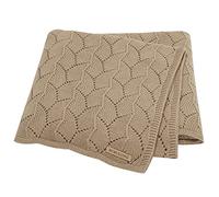 LAWKUL Cellular Blanket Baby 100% Cotton Knitted Soft Knit Crochet Blankets for Newborn Boy Girls Toddler 100x80cm Khaki