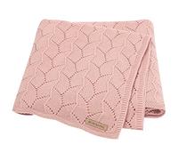 LAWKUL Cellular Blanket Baby 100% Cotton Knitted Soft Knit Crochet Blankets for Newborn Boy Girls Toddler 100x80cm Pink