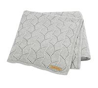 LAWKUL Cellular Blanket Baby 100% Cotton Knitted Soft Knit Crochet Blankets for Newborn Boy Girls Toddler 100x80cm Grey