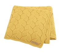 LAWKUL Cellular Blanket Baby 100% Cotton Knitted Soft Knit Crochet Blankets for Newborn Boy Girls Toddler 100x80cm Yellow