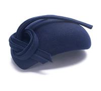 Lawliet Black Teardrop Women Felt Fascinator Tam Beret Casque Cocktail Hat A572 (Navy Blue)