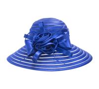 Lawliet Women Dress Church Wedding Occasion Satin Feather Floral Sun Hat A214(Royal Blue)