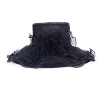 Lawliet Womens Dressy Organza Wide Brim Church Wedding Occasion Sun Hat A613 (Black)