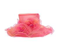 Lawliet Womens Dressy Organza Wide Brim Church Wedding Occasion Sun Hat A613 (Fuschia with Gold)