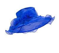 Lawliet Womens Dressy Organza Wide Brim Church Wedding Occasion Sun Hat A613 (Royal Blue)