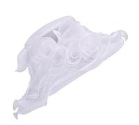Lawliet Womens Ladies Organza Dress Church Wedding Occasion Wide Brim Feather Veil Sun Formal Royal Ascot Hat A341 (White)