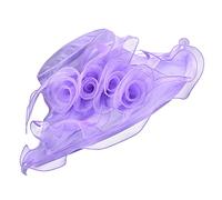 Lawliet Womens Ladies Organza Dress Church Wedding Occasion Wide Brim Feather Veil Sun Formal Royal Ascot Hat A341 (Light Purple)