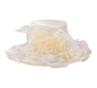 Lawliet Womens Ladies Organza Dress Church Wedding Occasion Wide Brim Feather Veil Sun Formal Royal Ascot Hat A341 (Champagne)
