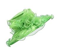 Lawliet Womens Ladies Organza Dress Church Wedding Occasion Wide Brim Feather Veil Sun Formal Royal Ascot Hat A341 (Green)