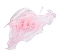 Lawliet Womens Ladies Organza Dress Church Wedding Occasion Wide Brim Feather Veil Sun Formal Royal Ascot Hat A341 (Pink)