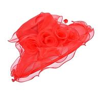 Lawliet Womens Ladies Organza Dress Church Wedding Occasion Wide Brim Feather Veil Sun Formal Royal Ascot Hat A341 (Red)