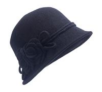 Lawliet Womens Retro Collapsible Soft Knit Wool Cloche Hat Bucket Flower A466 - black - One Size