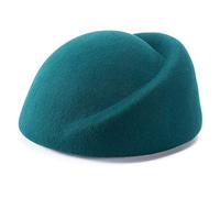 Lawliet Wool Air Hostesses Pillbox Hat Millinery Making Circle Fascinator Hats for Women (Green)(Size: One Size)