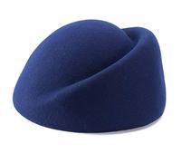 Lawliet Wool Air Hostesses Pillbox Hat Millinery Making Circle Fascinator Hats for Women (Navy Blue)