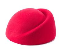 Lawliet Wool Air Hostesses Pillbox Hat Millinery Making Circle Fascinator Hats for Women (Red)